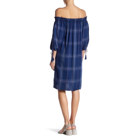 Max Studio Plaid Off Shoulder Shift Dress BNWT! - Picture 2 of 6